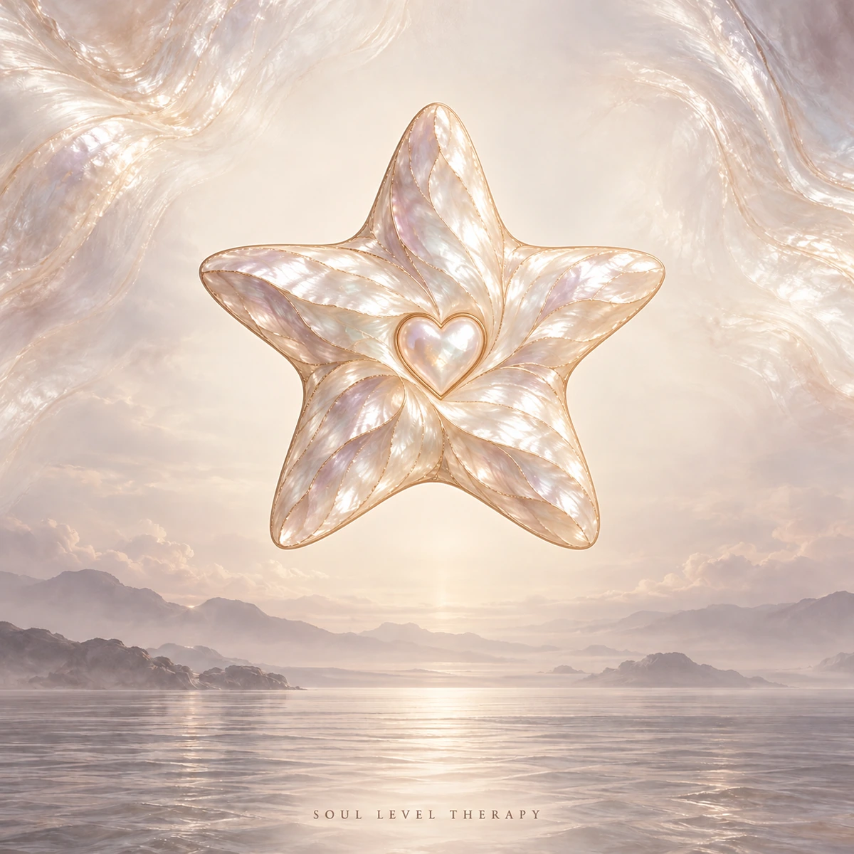 Inner Child Healing Guided Meditation by Soul Level Therapy – pearl star with heart artwork over a calm sea